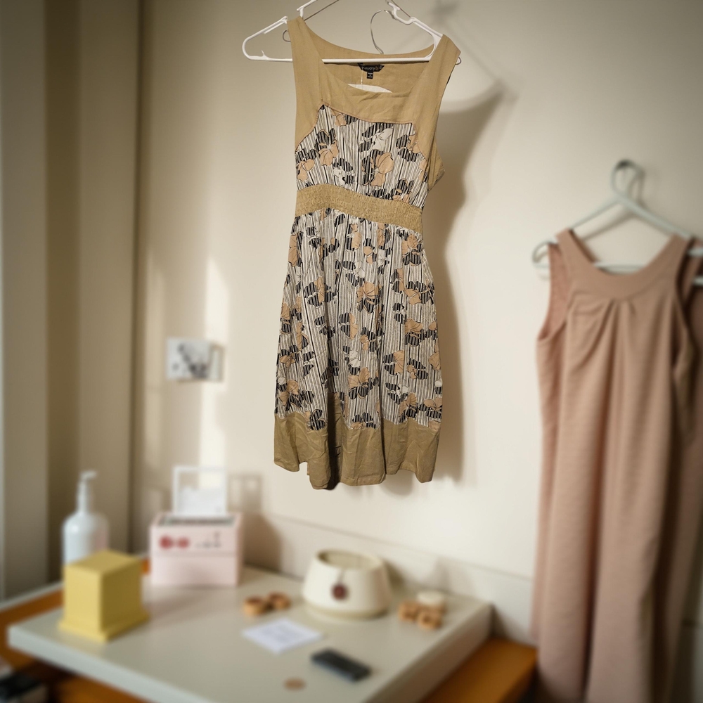 New Size Largr Chaudry KC Elegant Tan and Black Dress